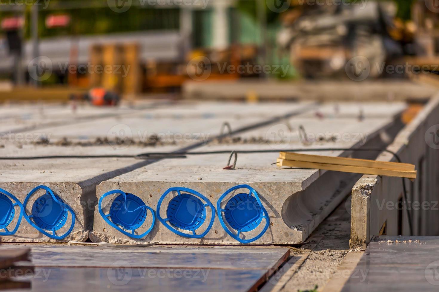 Picture of construction site with precast concrete walls and slabs photo