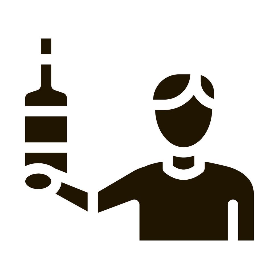 Man Hold Bottle Icon Vector Glyph Illustration