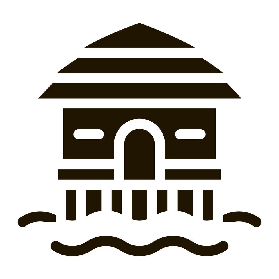 Bungalow House On Water Icon Vector