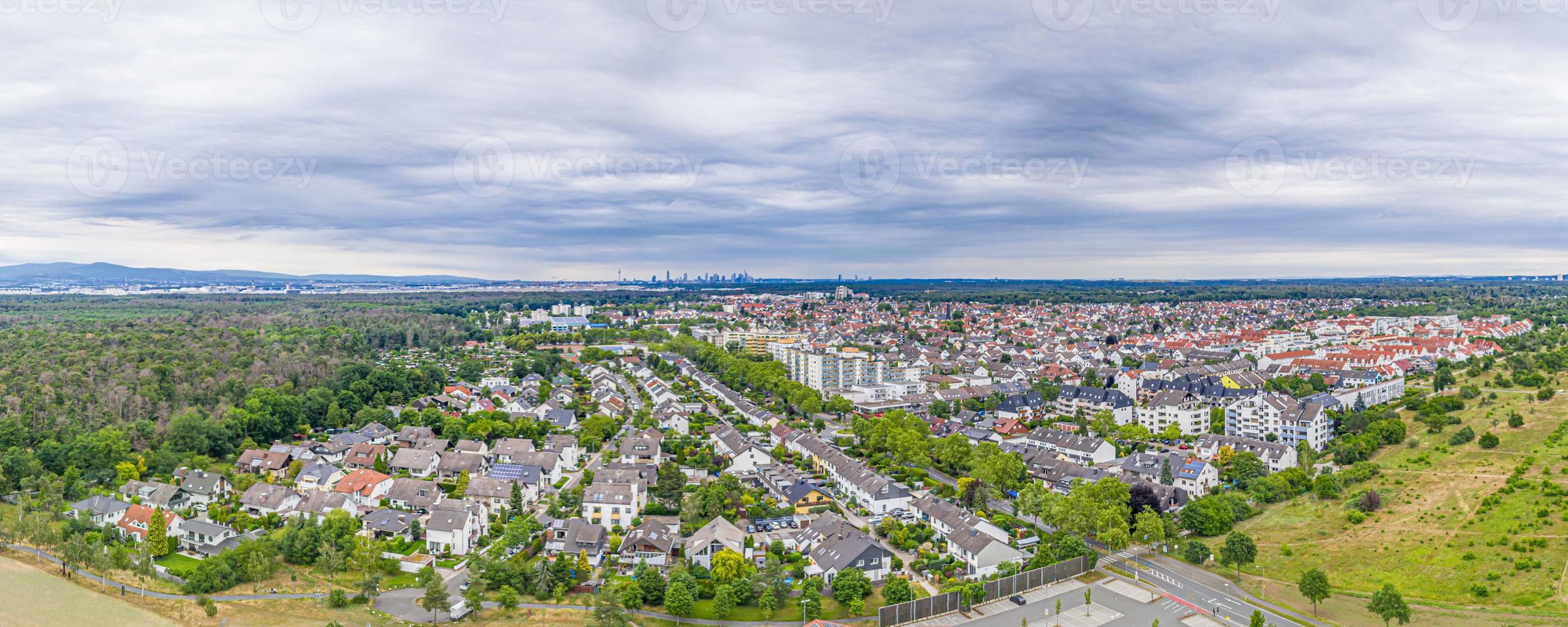 Panoramic drone picture of the German town of Moerfelden-Walldorf photo