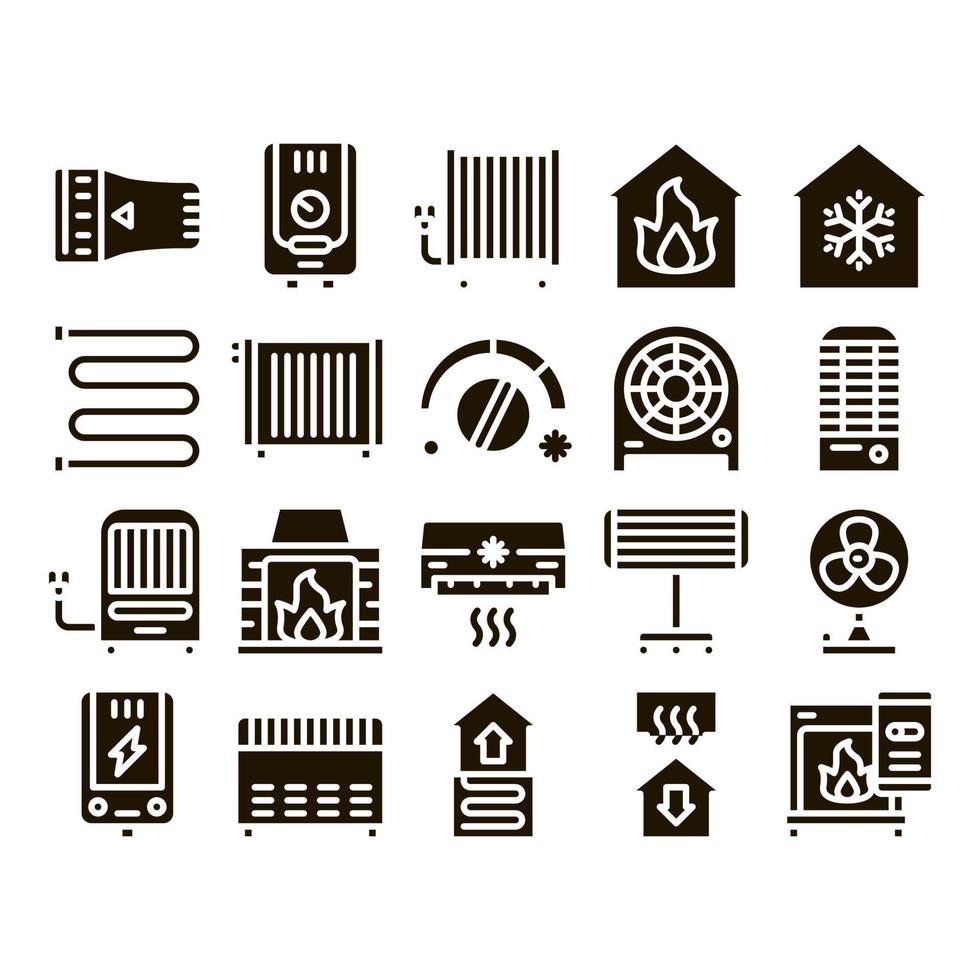 Heating And Cooling Collection Vector Icons Set