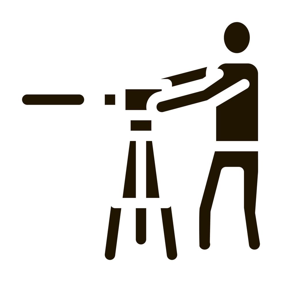 Worker Measuring Landscape Icon Vector