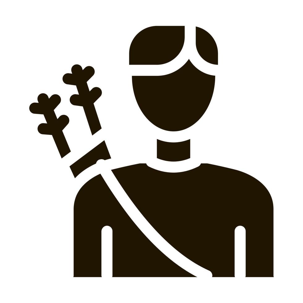 Archer Sport Man Silhouette Icon Vector