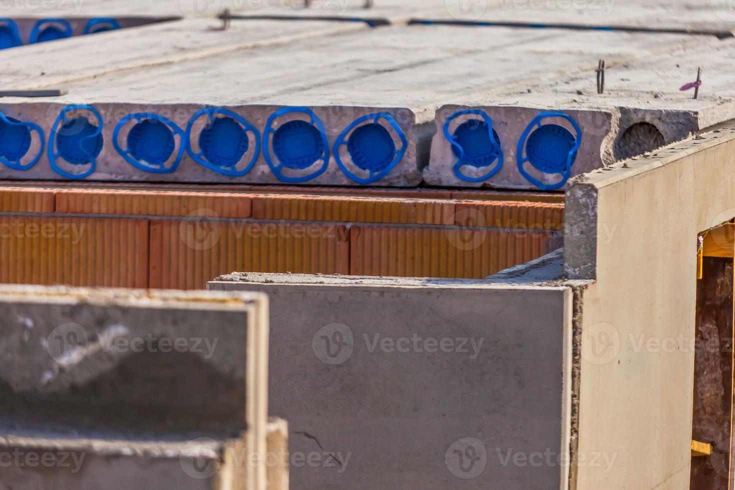 Picture of construction site with precast concrete walls and slabs photo