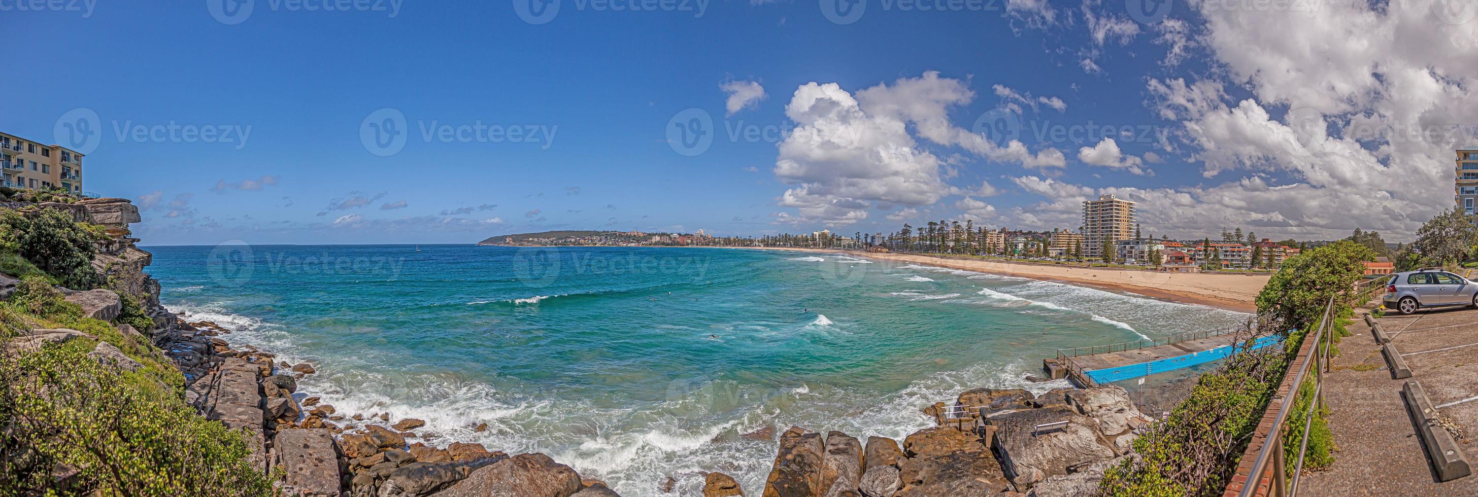 Panoramic picture of Queenscliff Beach near Sydney during daytime sunshine photo