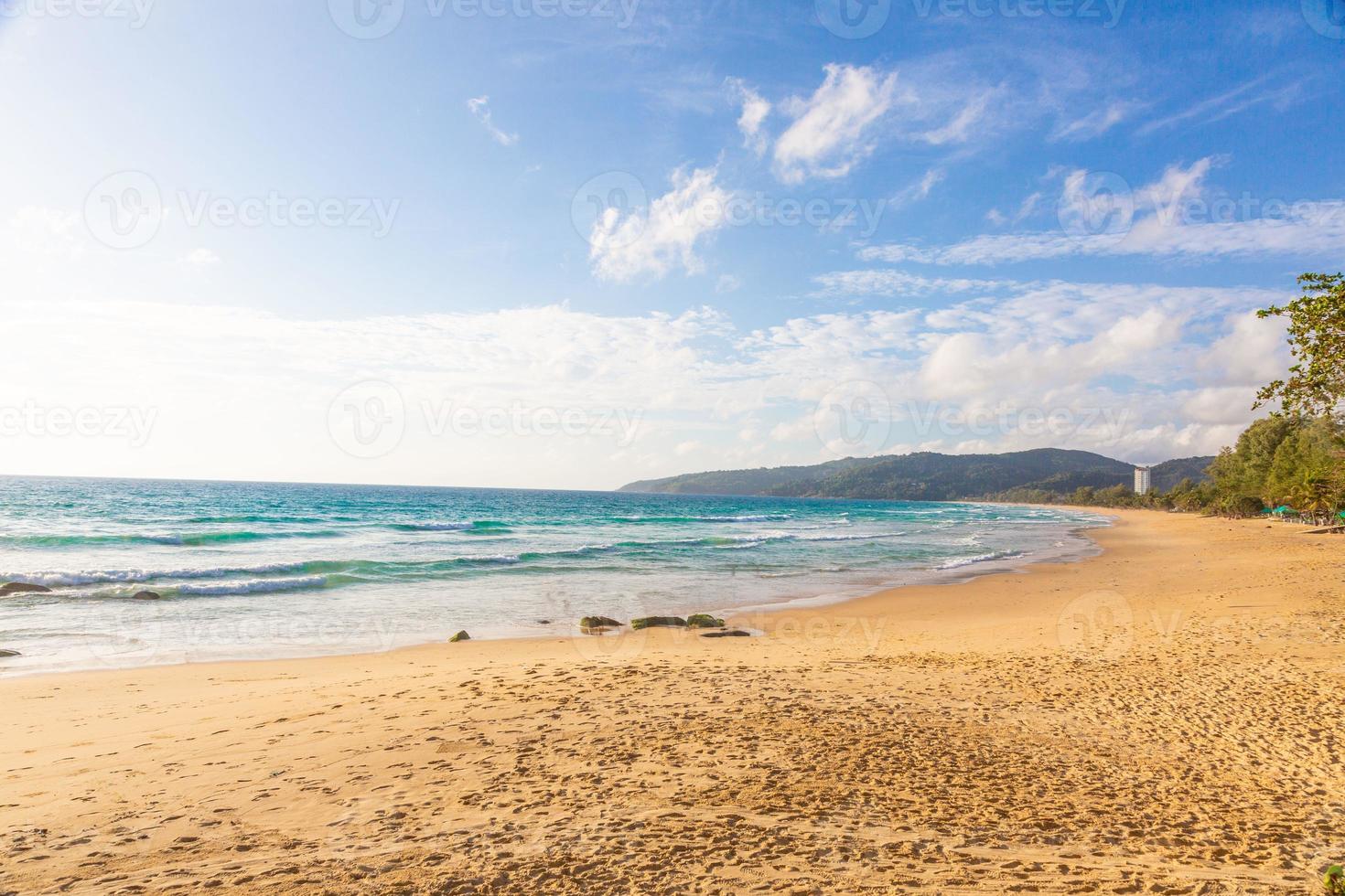 Panoramic picture of empty Kamala beach on Phuket in Thailand in summer photo