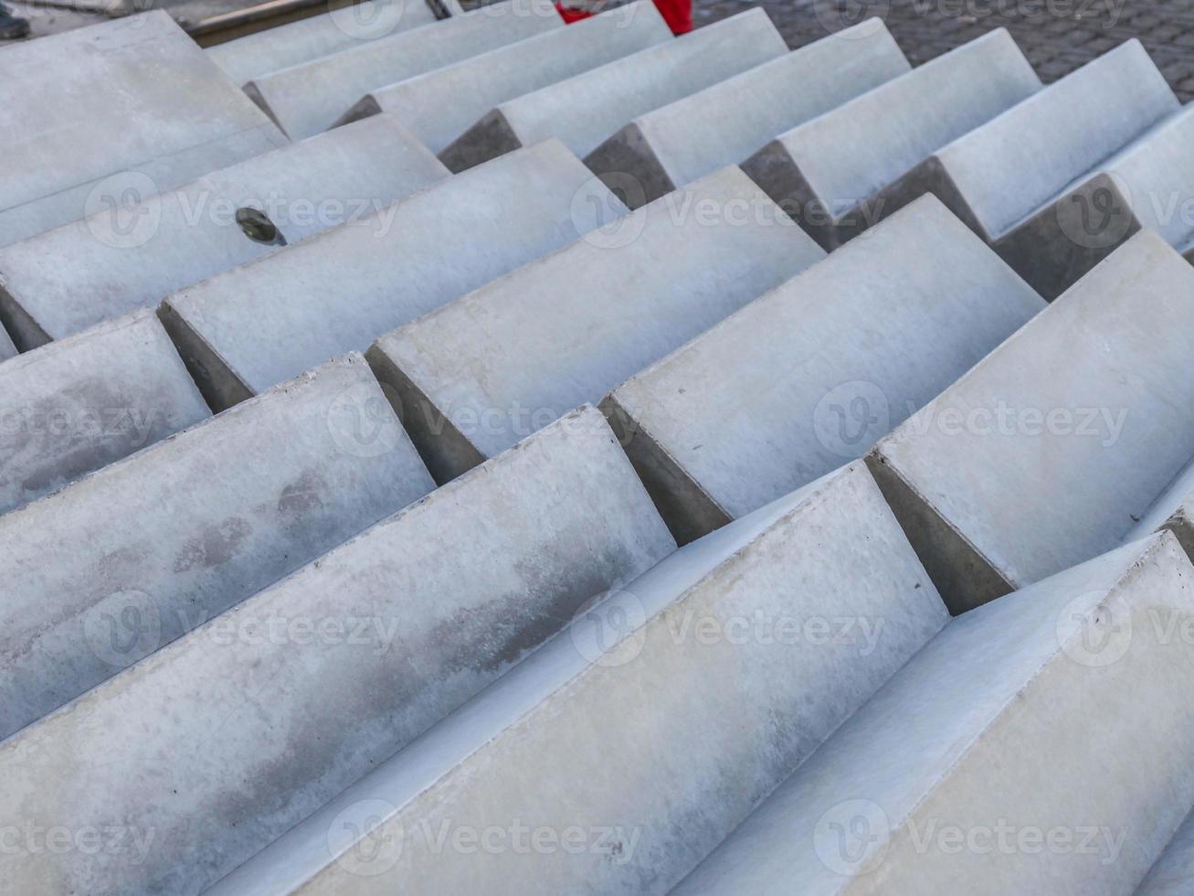 Precast concrete stairs in element stock ready for transport photo