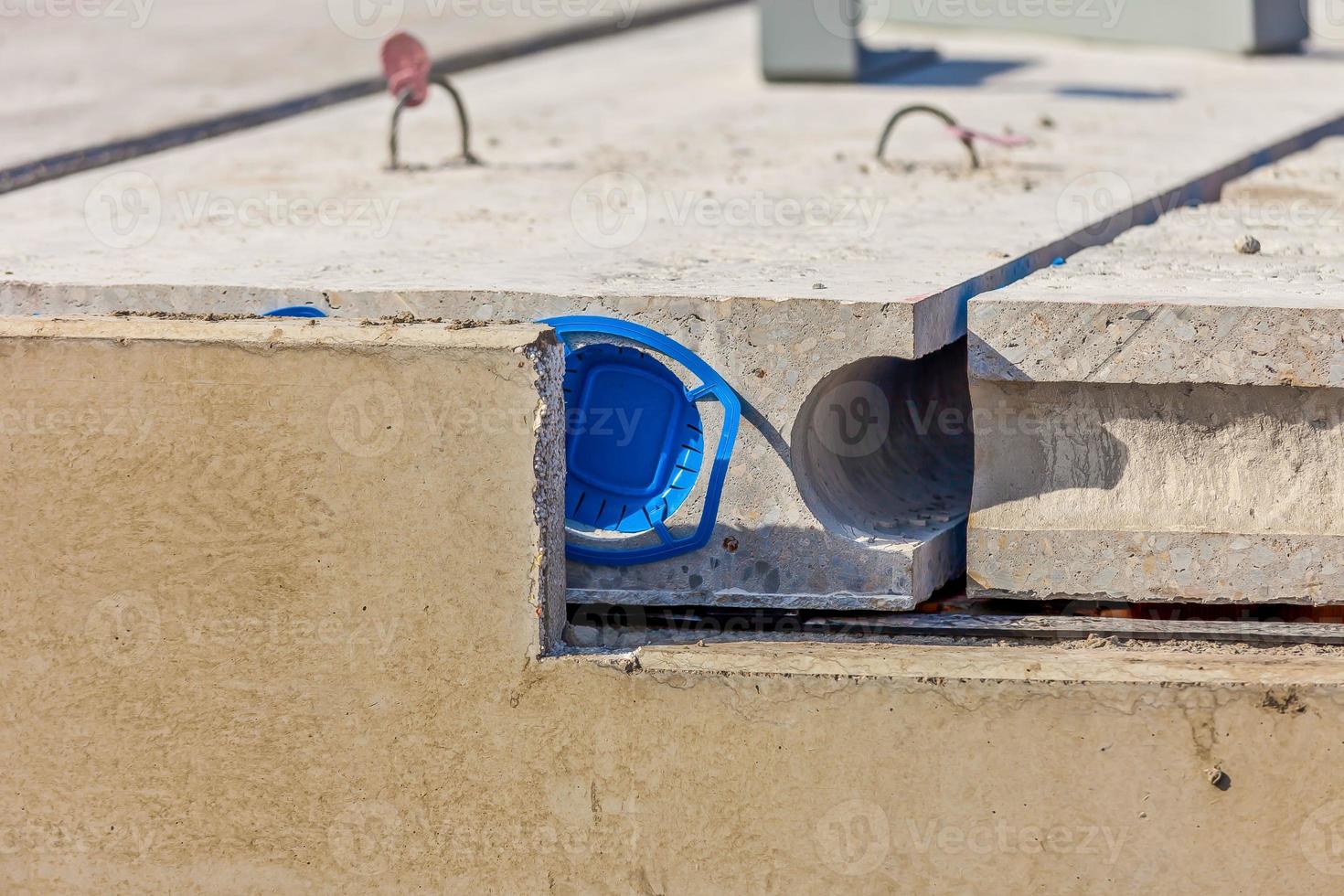 Picture of construction site with precast concrete walls and slabs photo