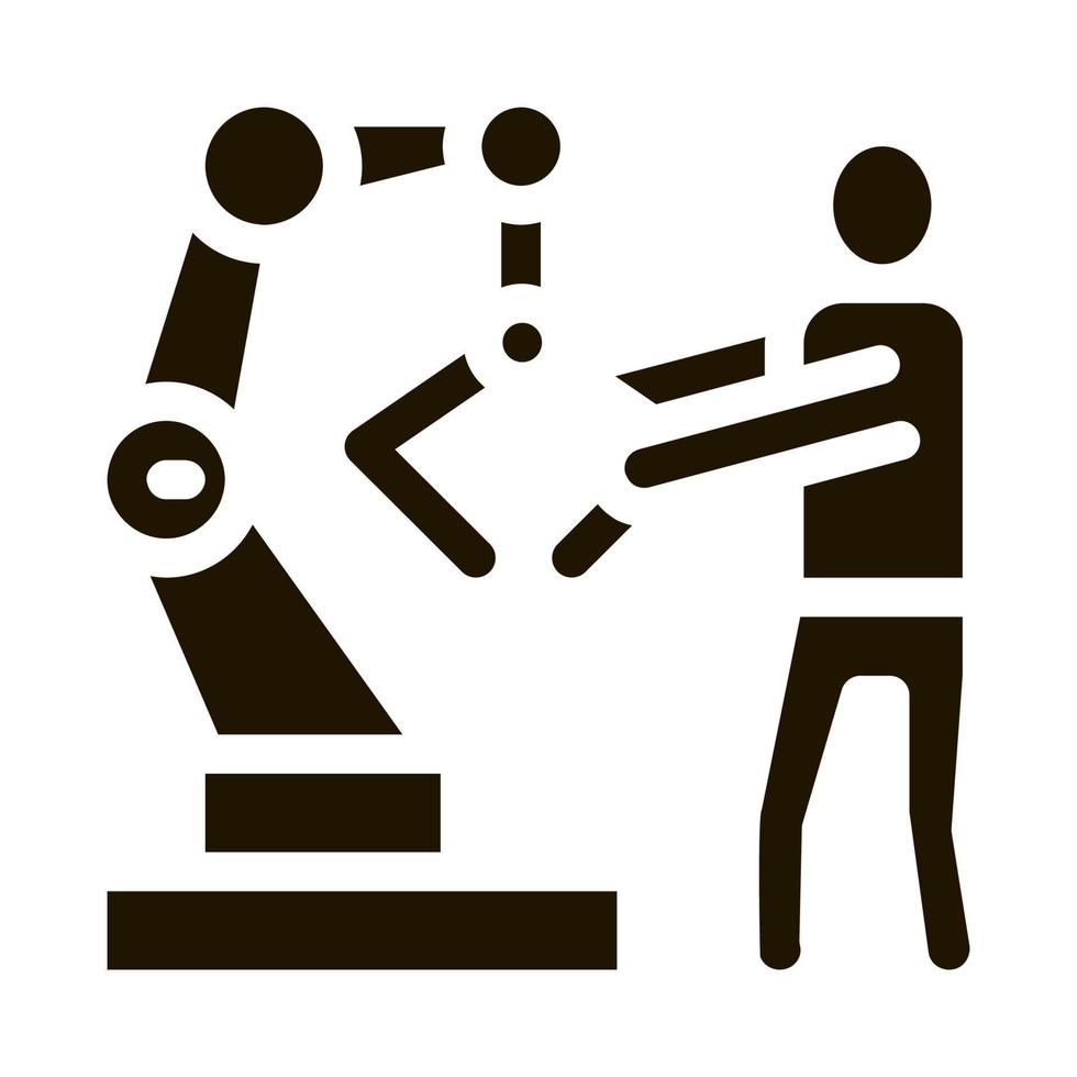 Man And Robot Arm Icon Vector Glyph Illustration