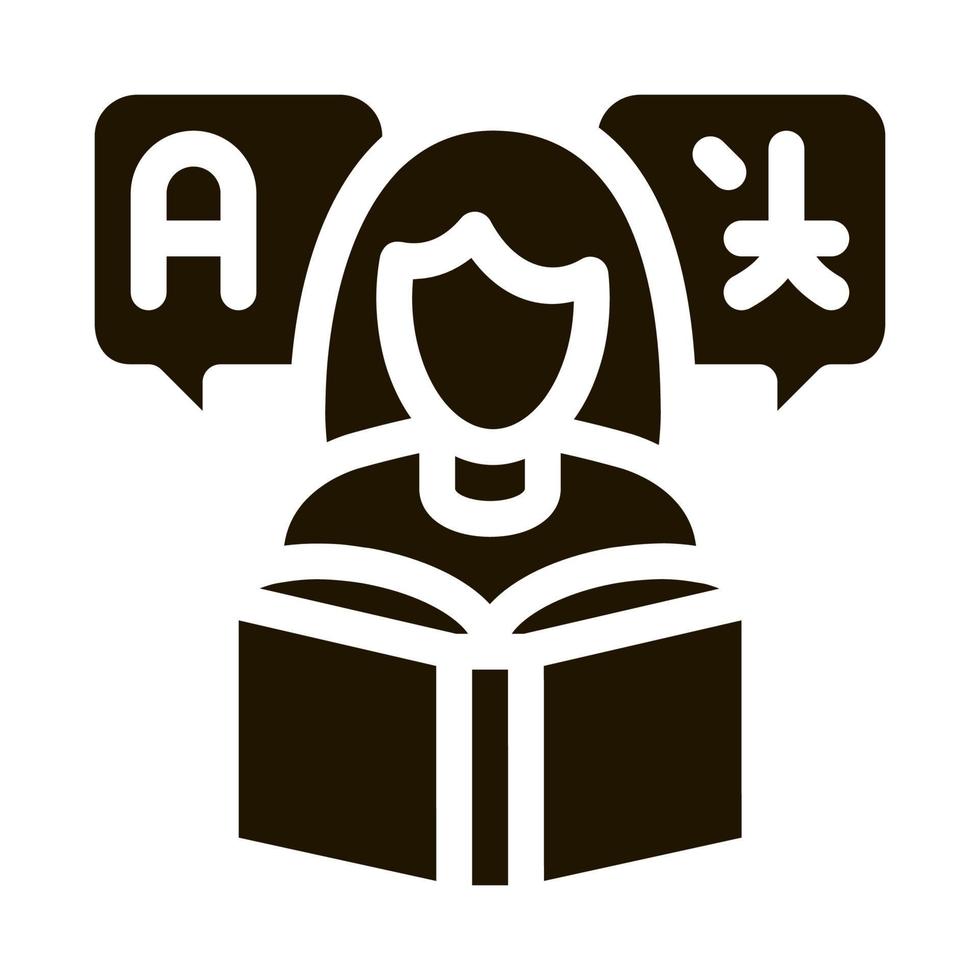 Woman Learning Language Icon Vector