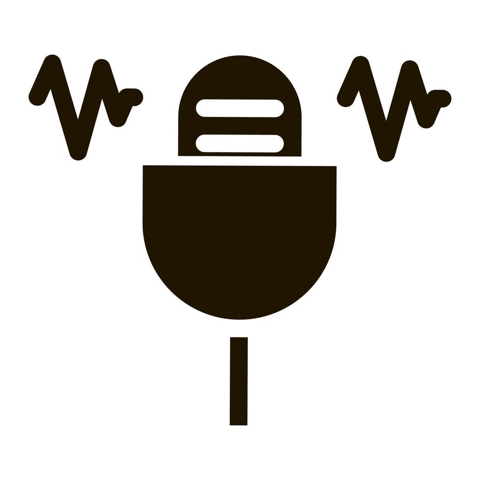 micrófono ondas icono vector glifo ilustración