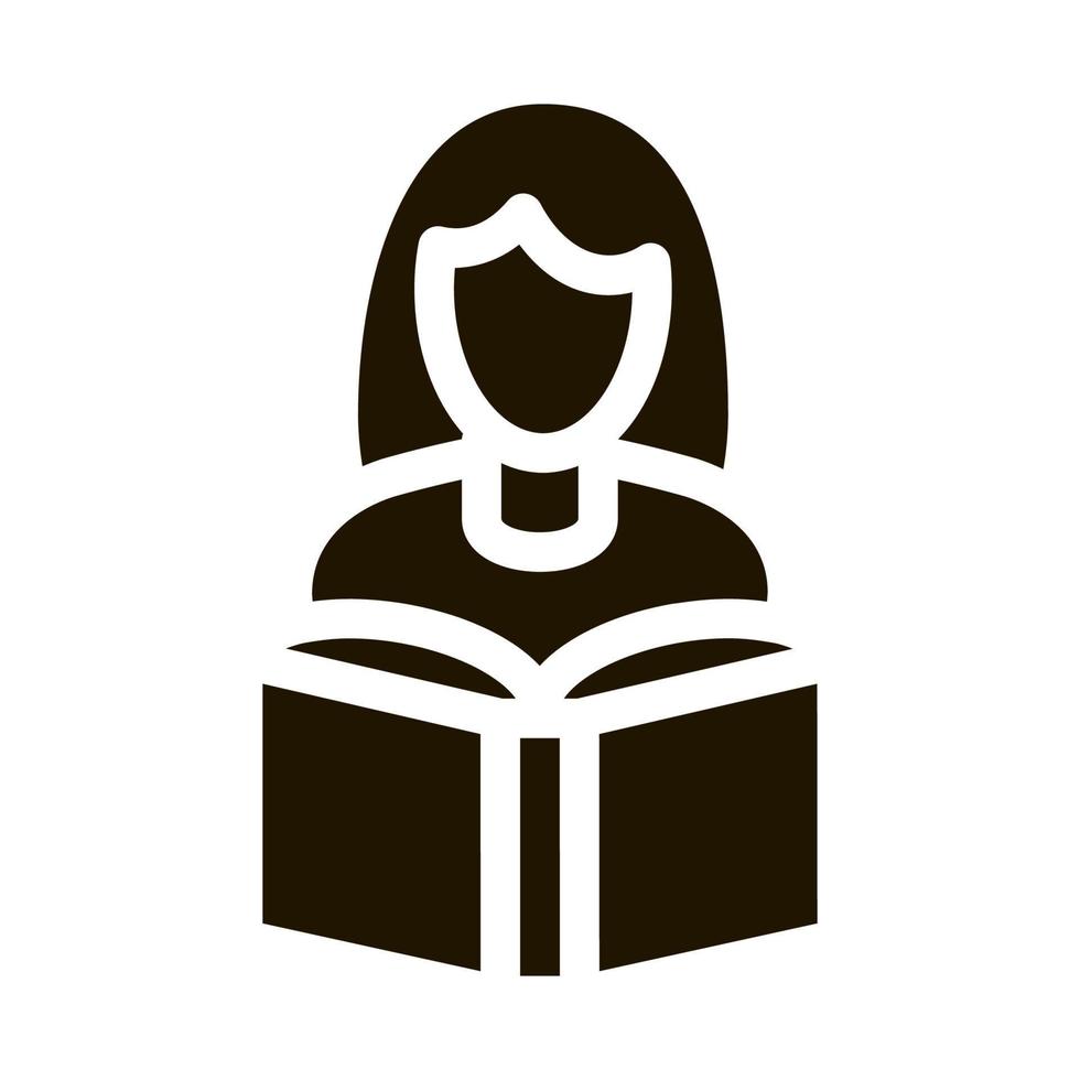 Girl Reading Book Icon Vector Glyph Illustration