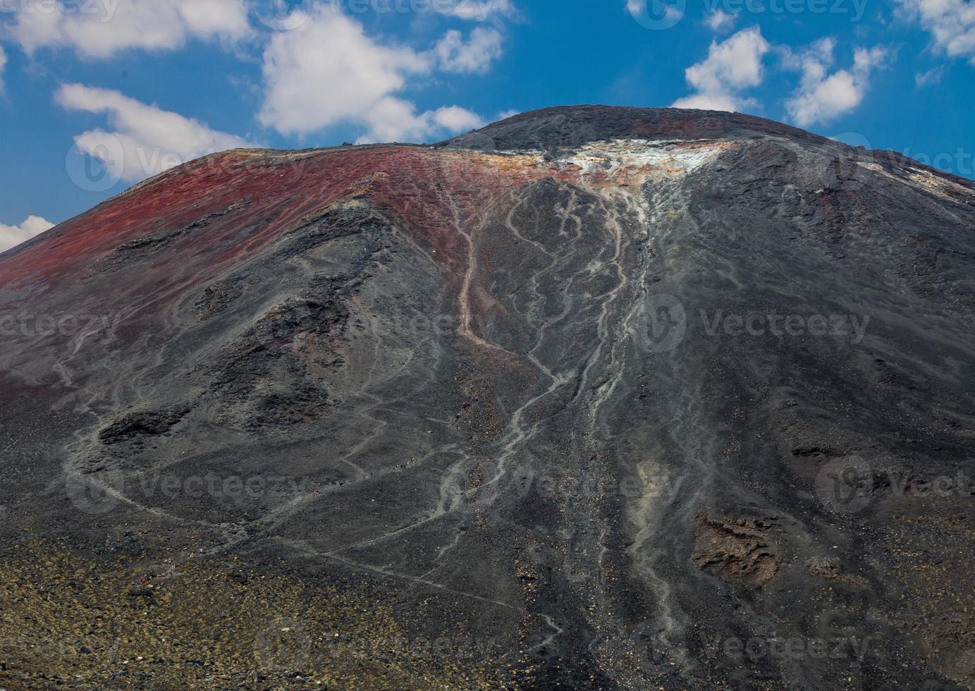 Panoramic picture of Mount Ngauruhoe in the Tongariro National Park on northern island of New Zealand in summer photo