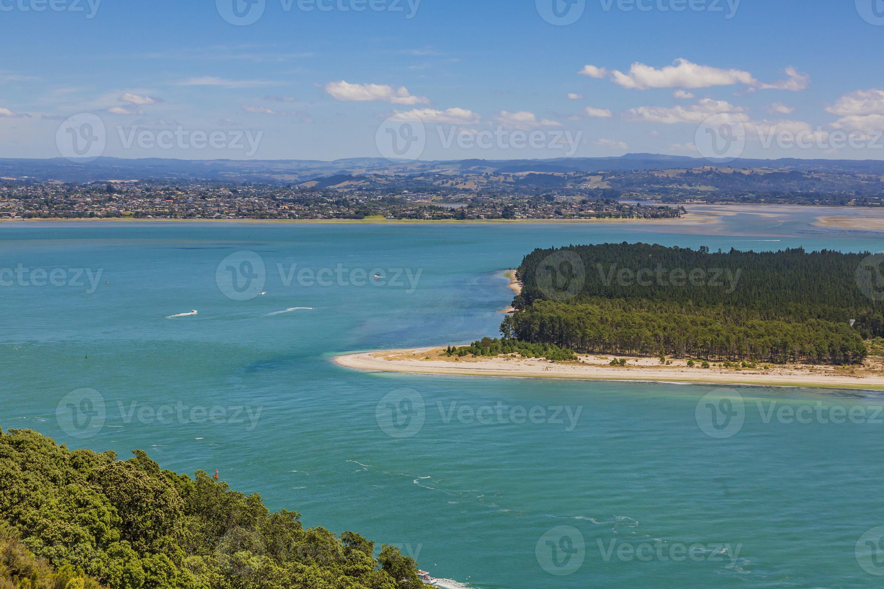 View from Mount Mainganui to Matakana Island on northern island of New