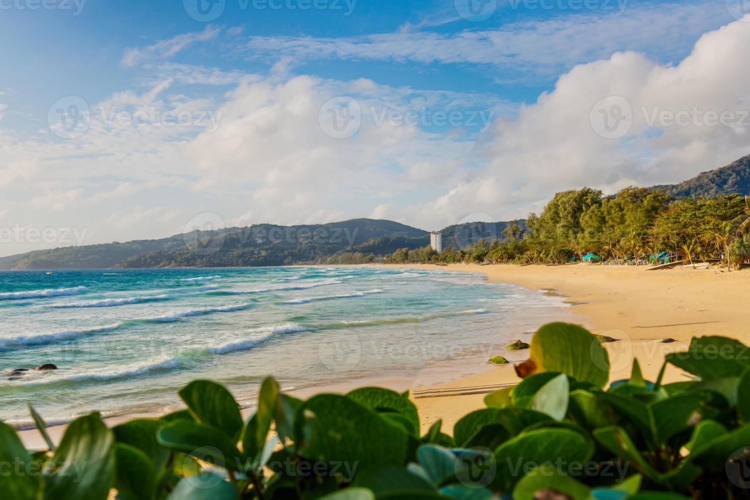Panoramic picture of empty Kamala beach on Phuket in Thailand in summer photo