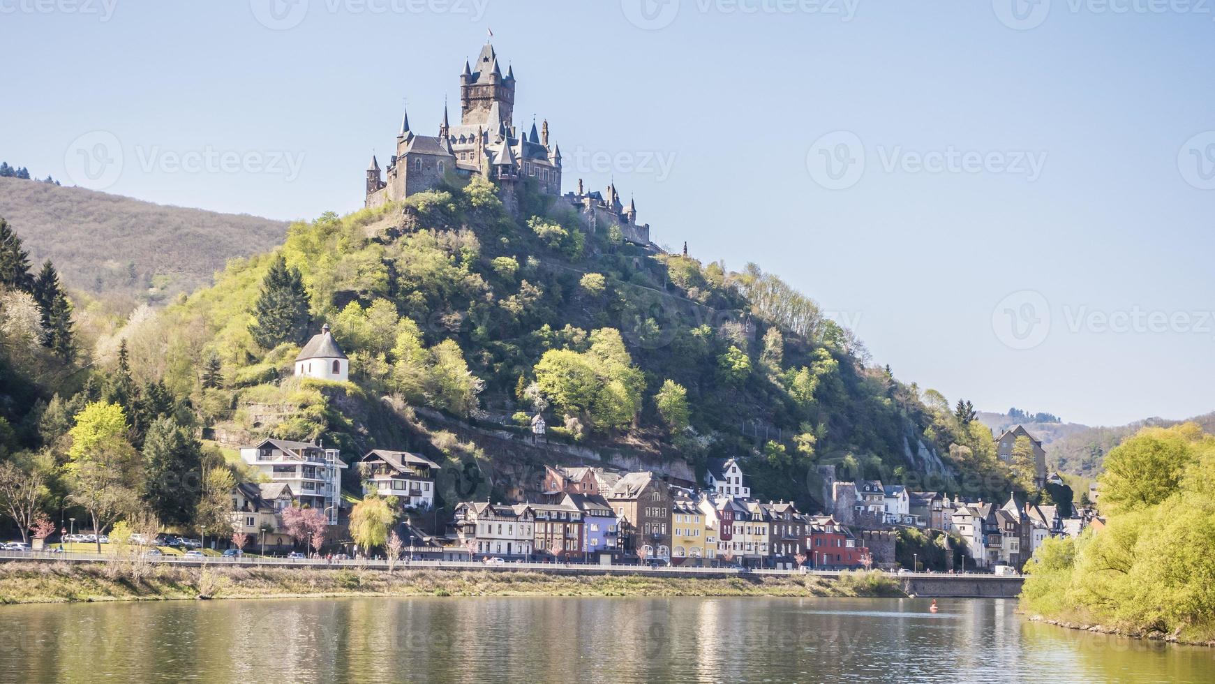 Picture of Cochem Castle from river Mosel during daytime in summer 2017 photo