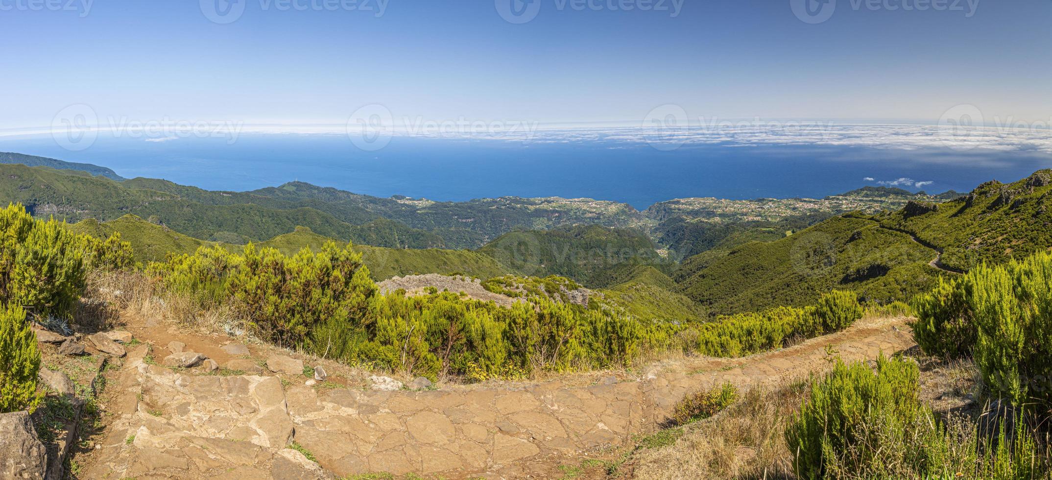 Panoramic picture over the rough Portugese island of Madeira in summer photo