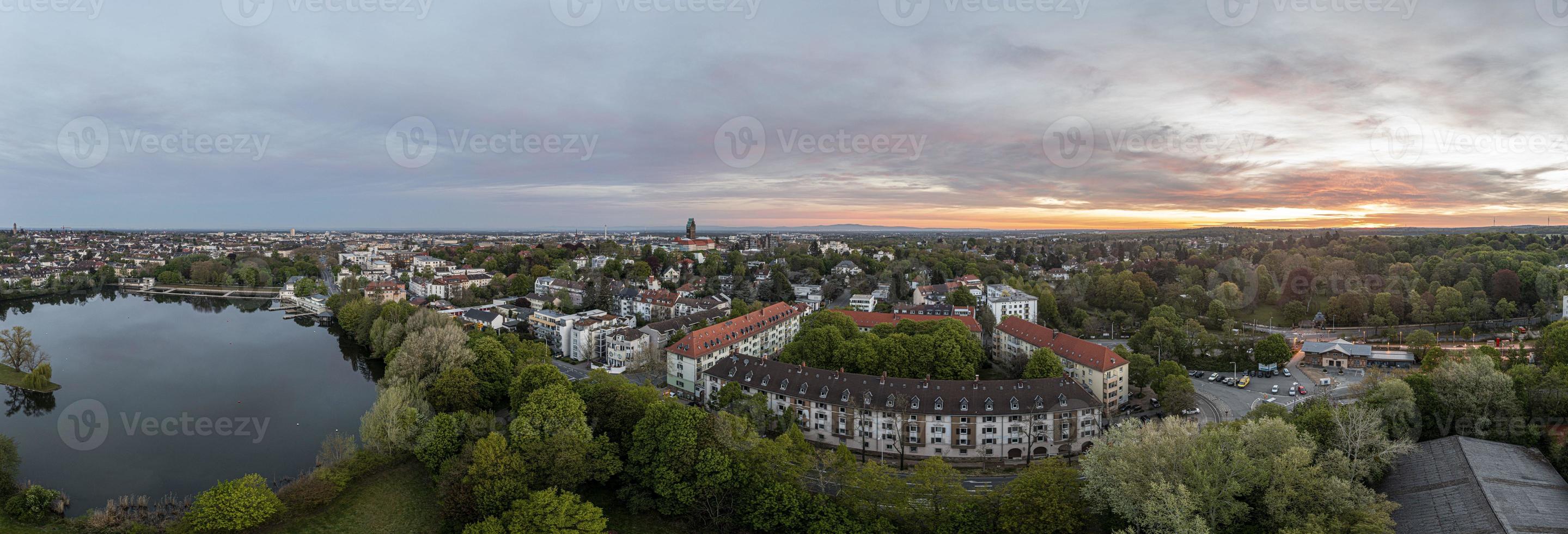 Drone panorama of the Hessian university city Darmstadt in Germany photo