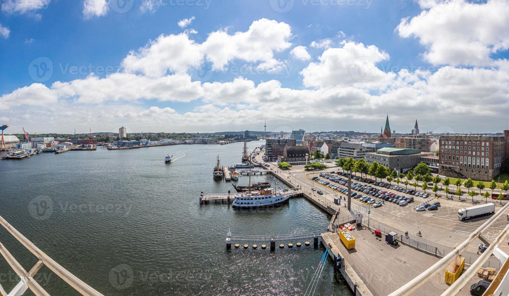 Aerial picture from the cruise ship terminal over the German city of Kiel in summer photo