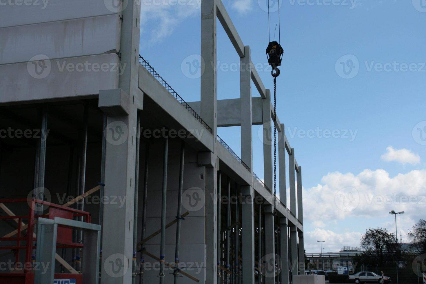 Precast concrete elements on construction site photo