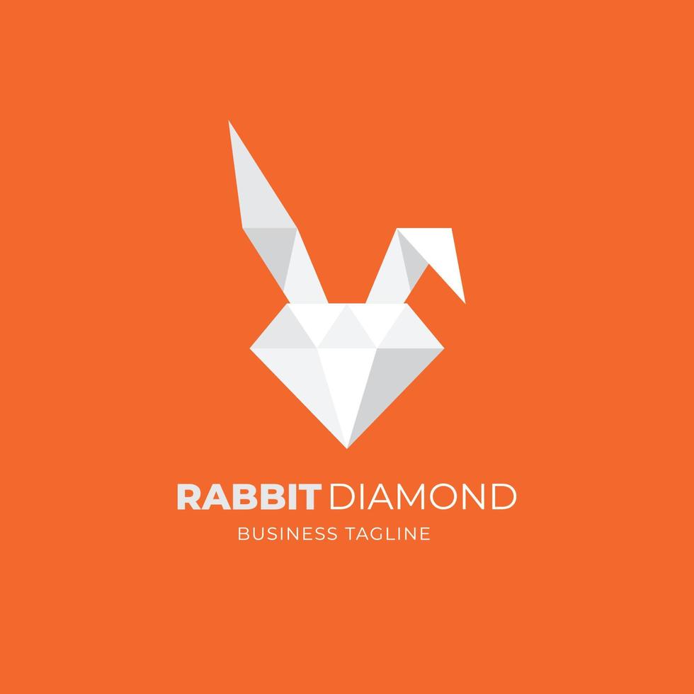 concepto de diseño de logotipo de diamante de conejo vector