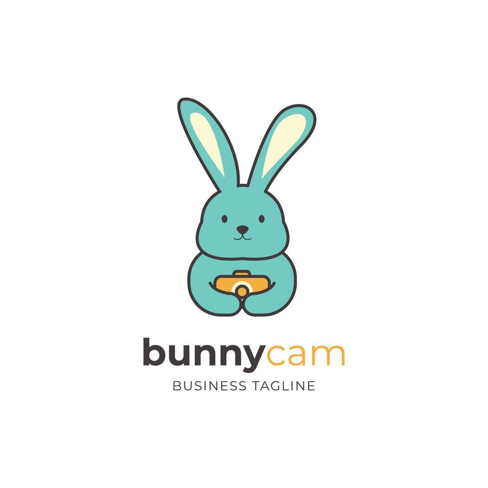 bunny camera logo design concept vector