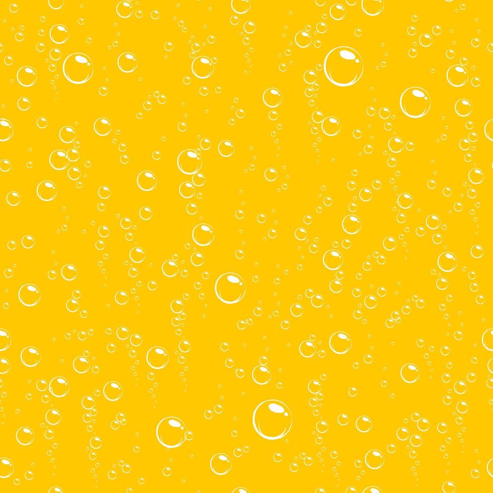 Beer bubbles seamless pattern. Alcohol drink and fizzy soda water background. Vector illustration