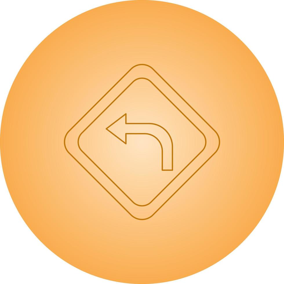 Left turn ahead vector line icon
