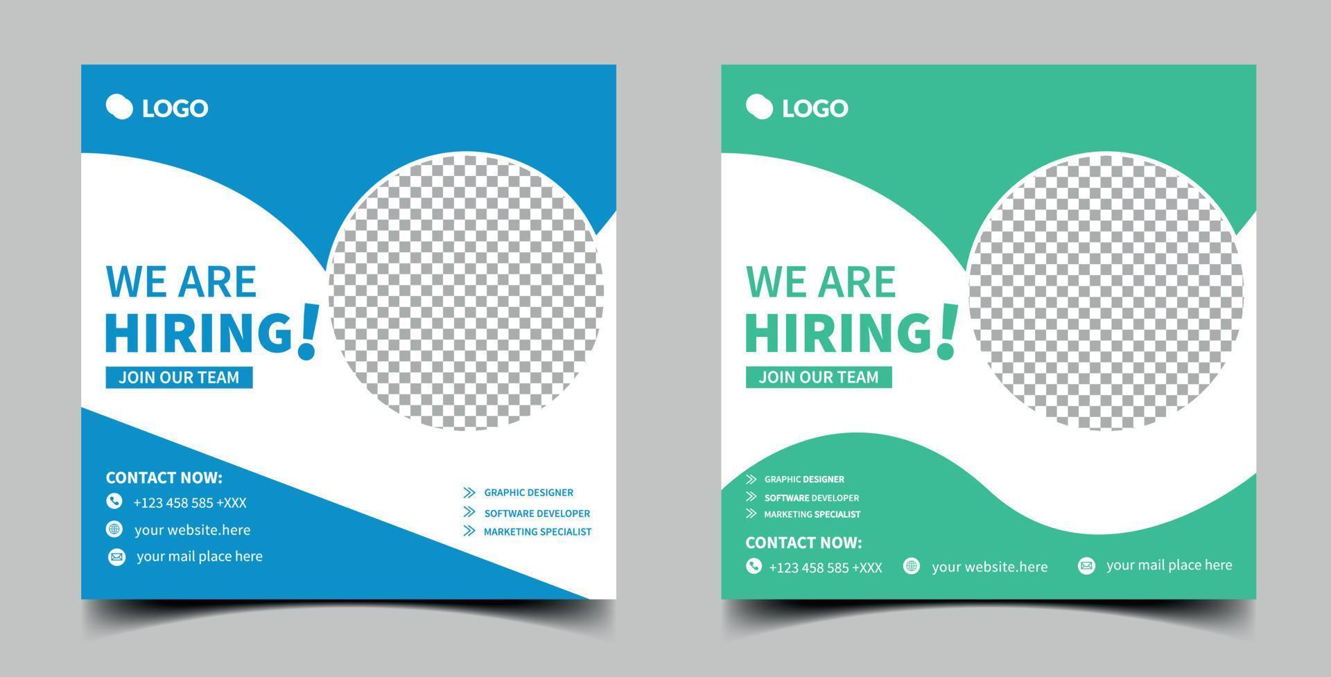 We are hiring job vacancy social media post banner design template with red color. We are hiring job vacancy square web banner design. vector