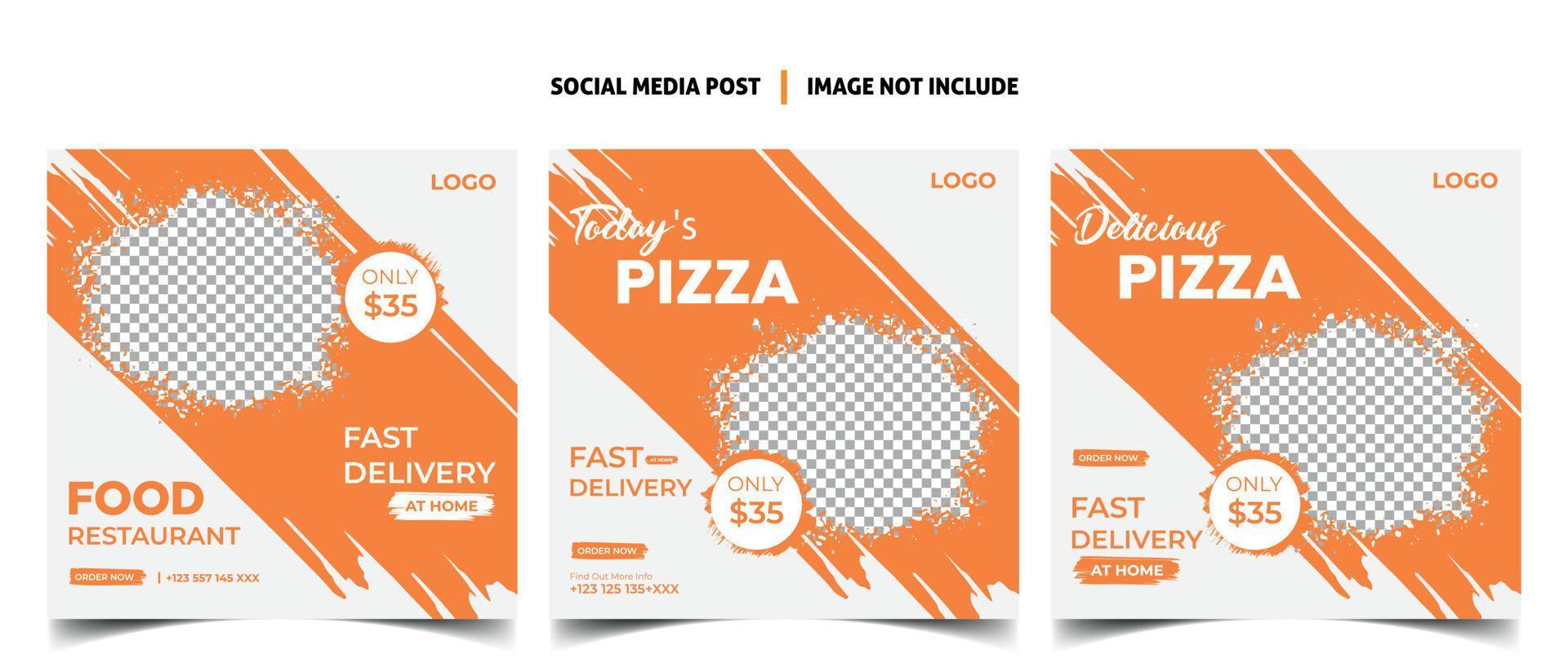 social media post template for food menu promotion banner frame vector