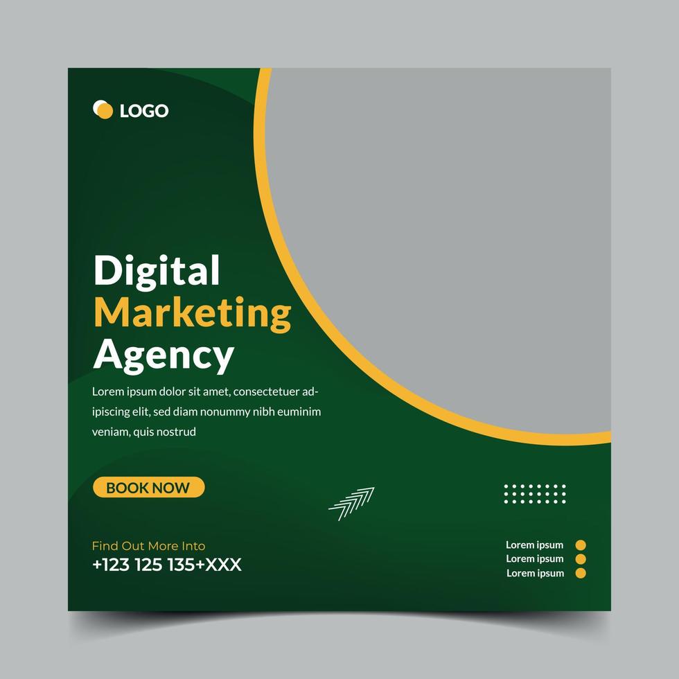 Digital marketing agency social media post design and web banner template vector