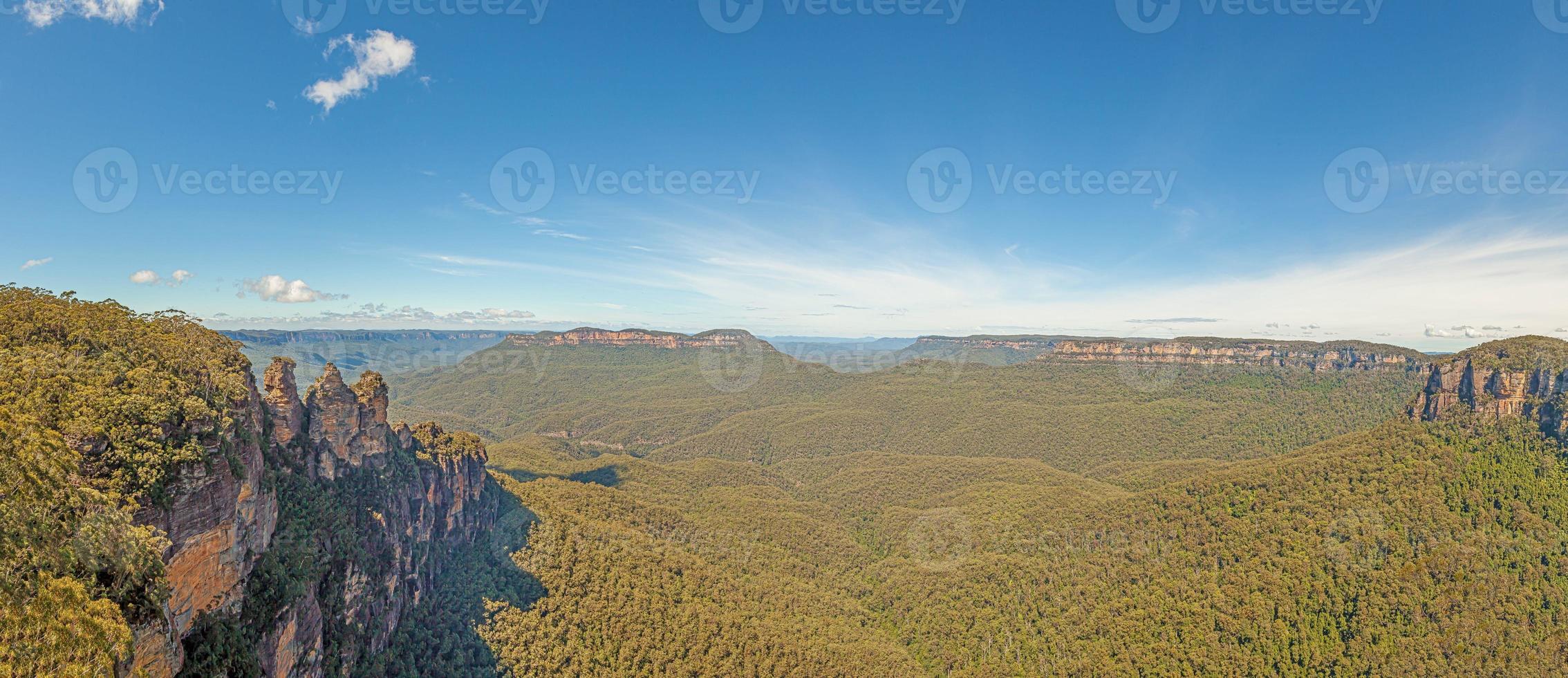 Panoramic view over the Blue Mountains in the Australian state of New South Wales during the day photo