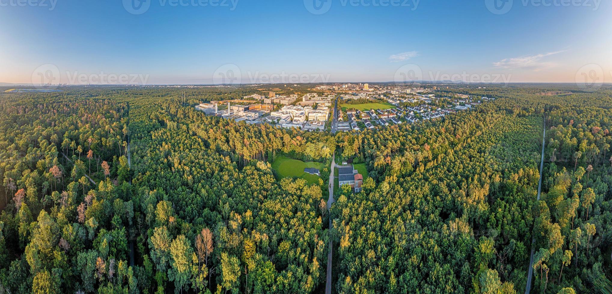 Drone panorama of the city of Langen in southern Hesse taken in the evening photo