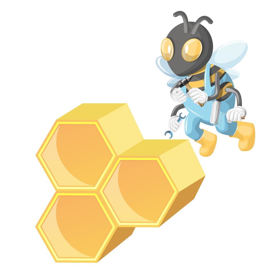 Vector image of a honeycomb bee. Cartoon. EPS 10