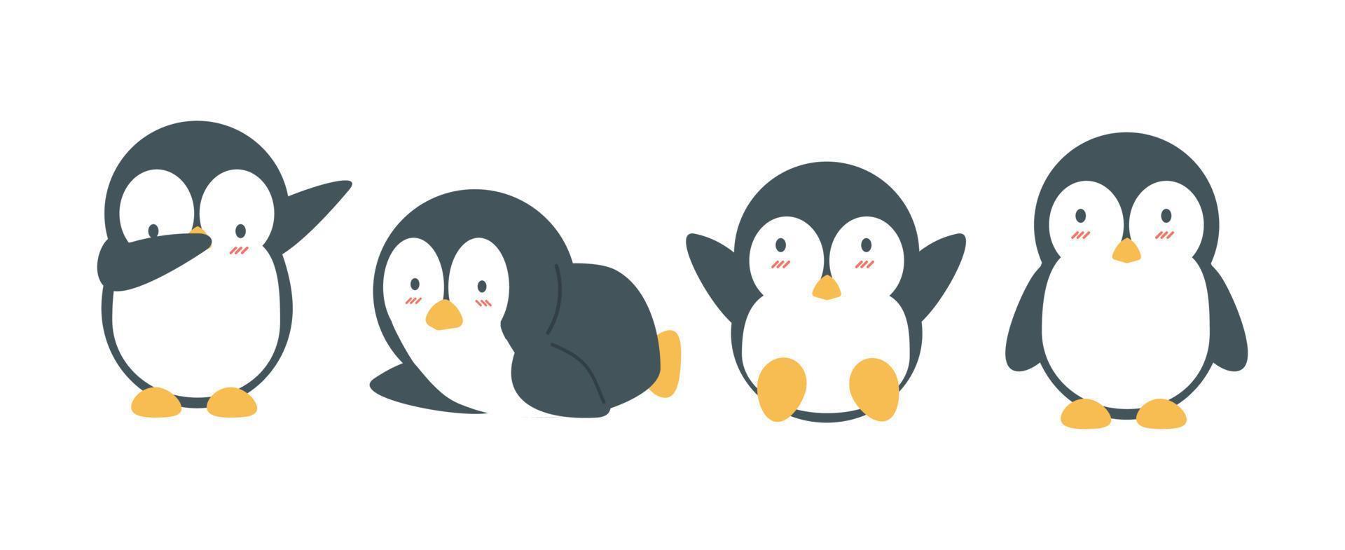 colección de garabatos de pingüinos de dibujos animados vector