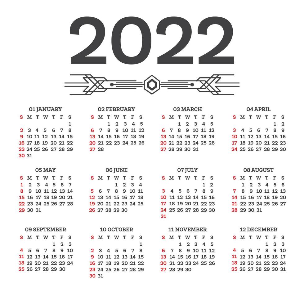 Calendar 2021 Isolated on White Background. Week starts from Sunday. vector