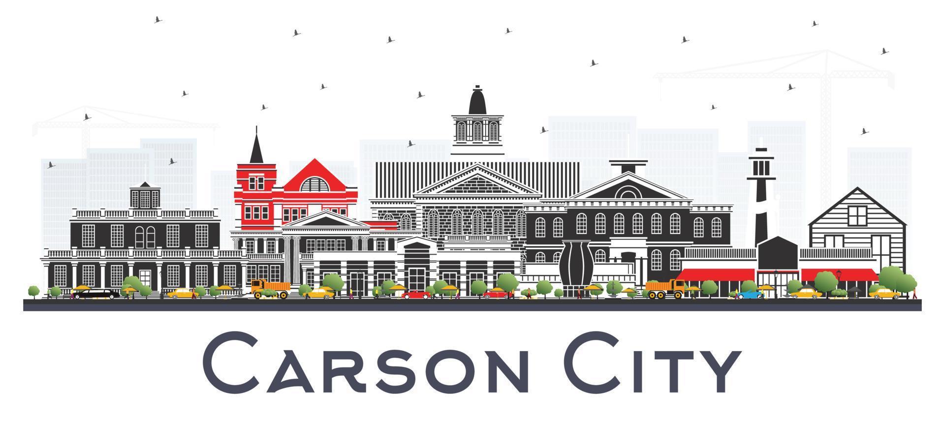 horizonte de la ciudad de carson city nevada con edificios de color aislados en blanco. vector