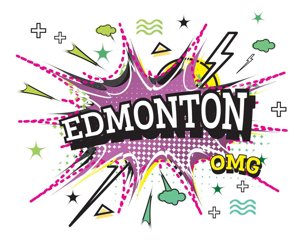 texto cómico de edmonton en estilo pop art aislado sobre fondo blanco. vector