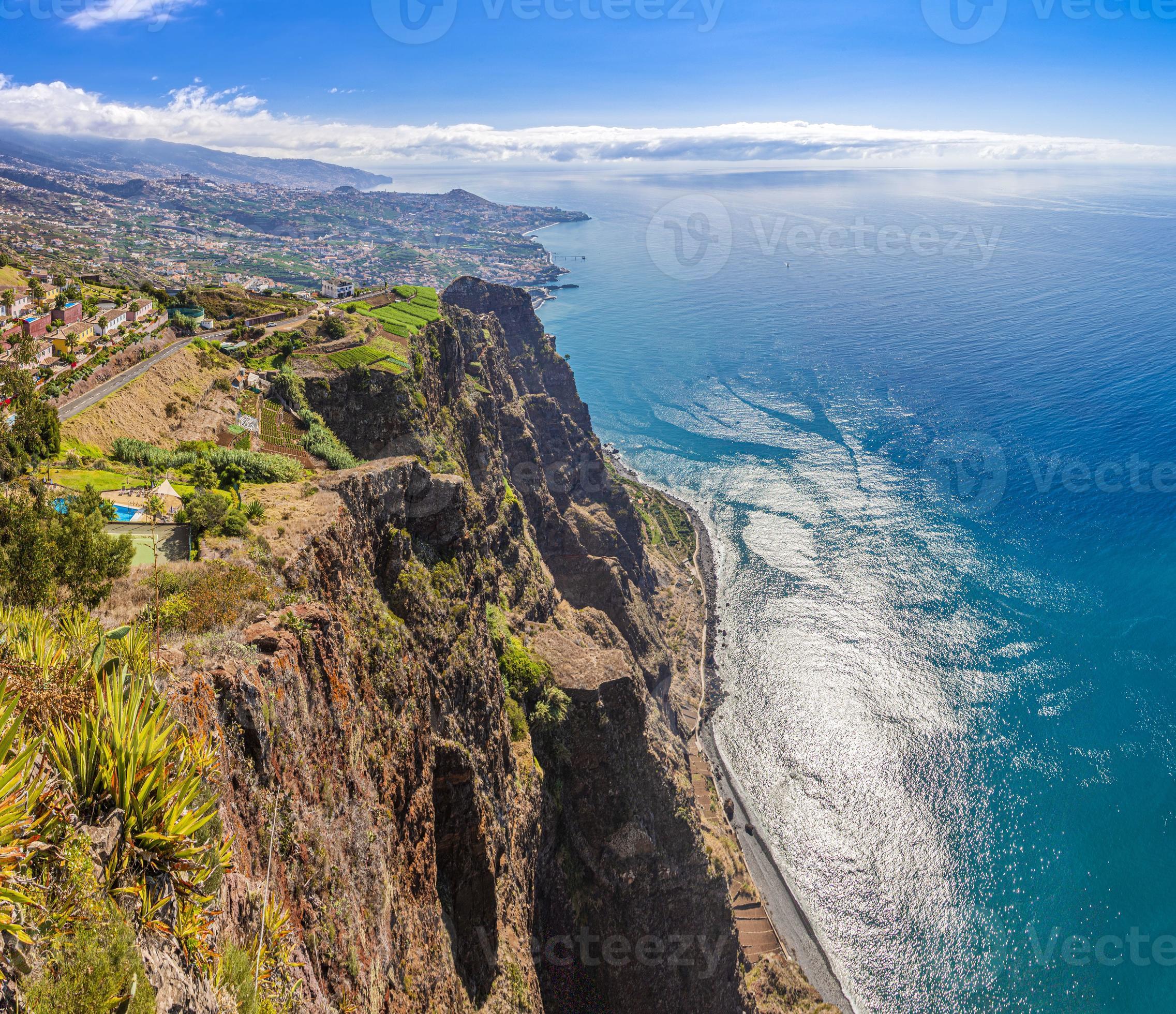 View from european highest cliffs Fajas de Cabo Girao on te