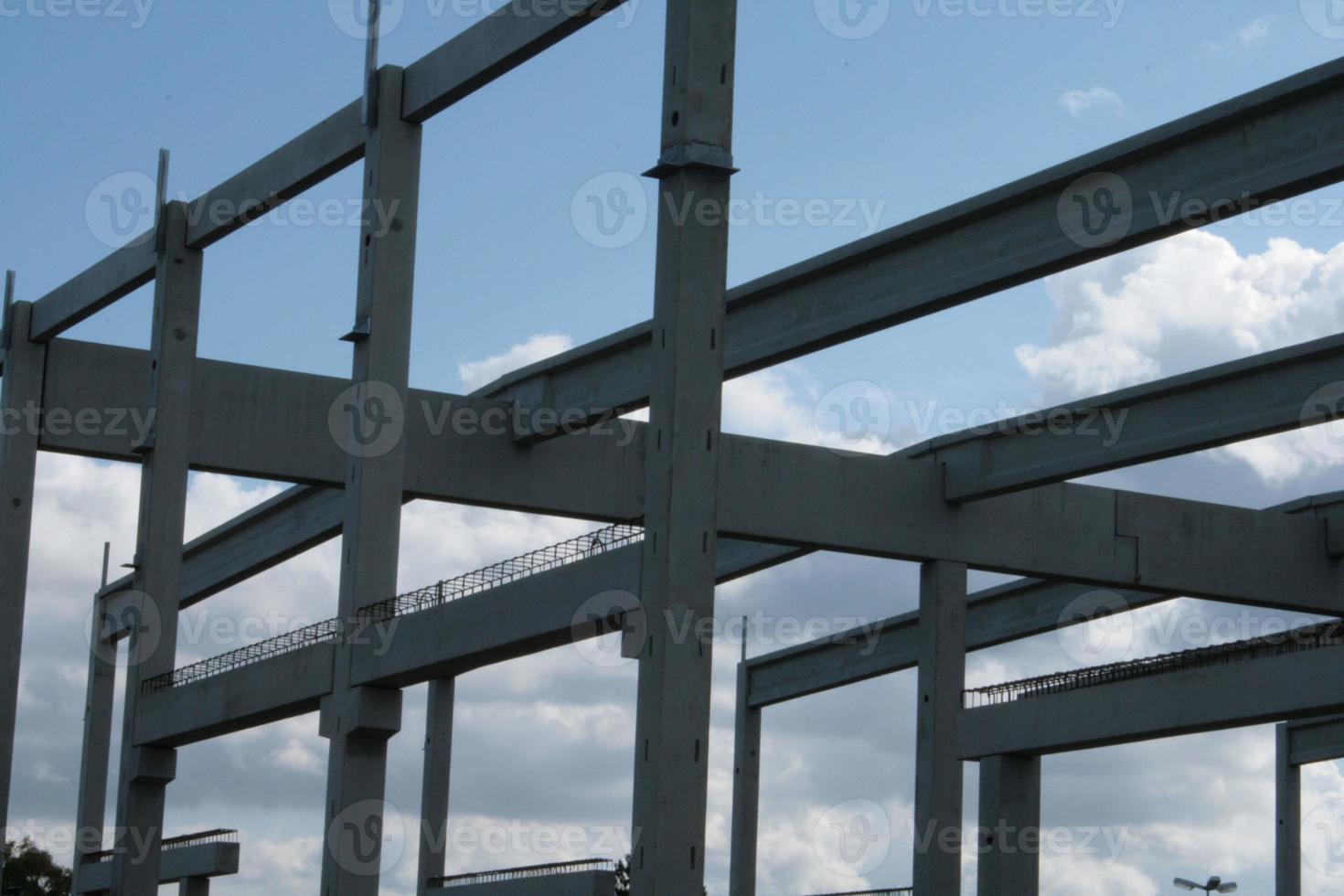 Precast concrete elements on construction site photo