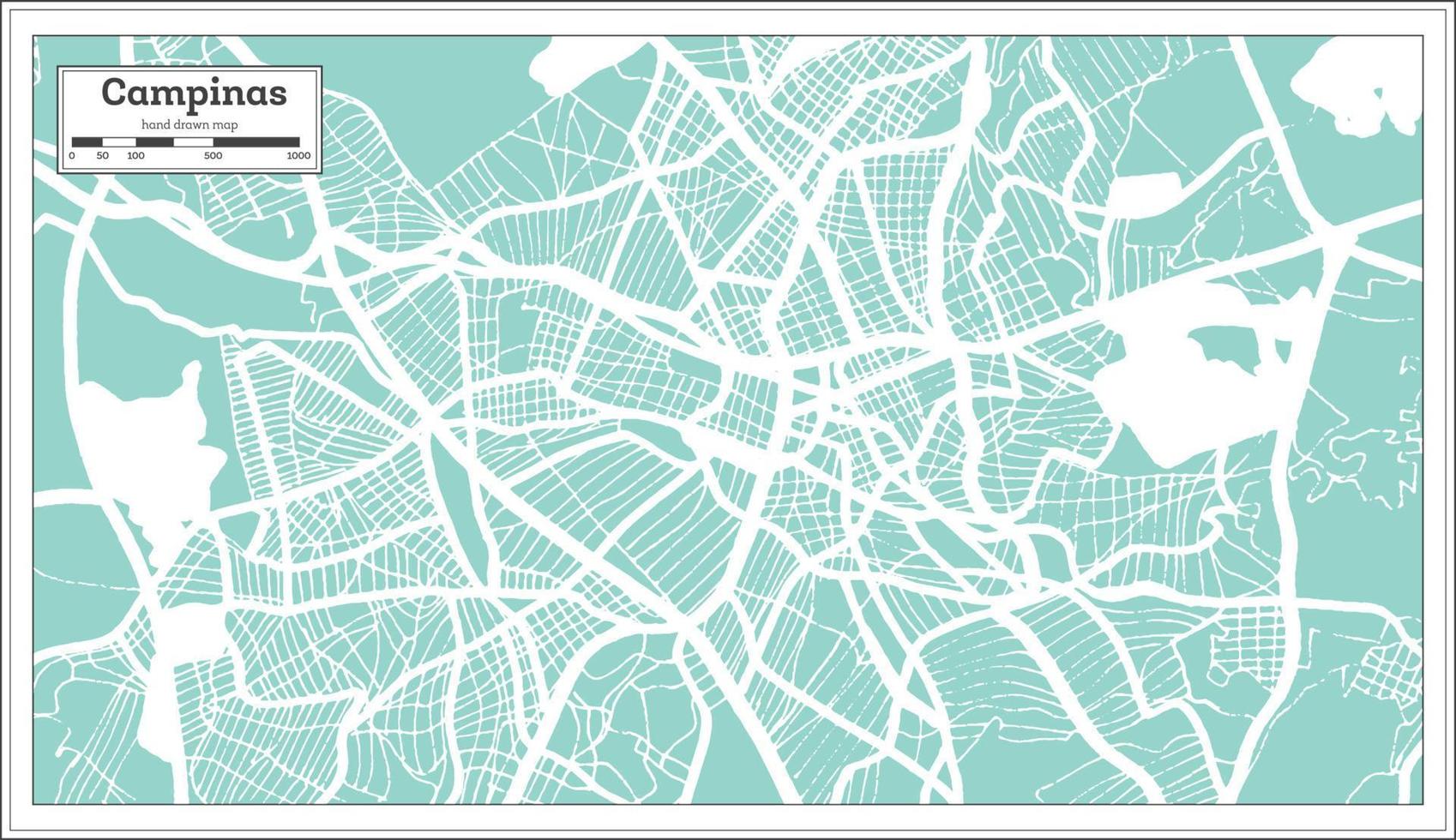Campinas Brazil City Map in Retro Style. Outline Map. vector