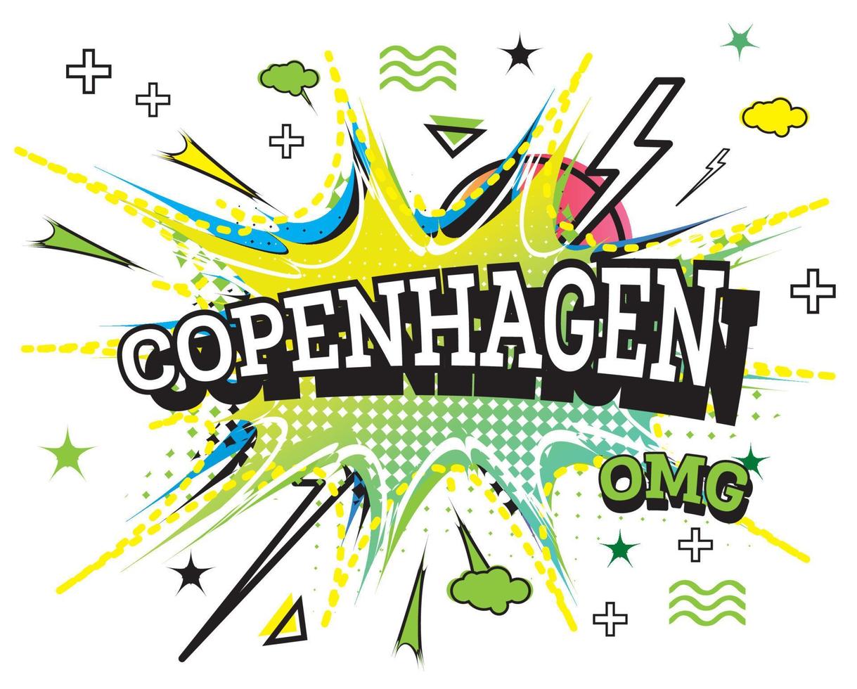 Copenhagen Comic Text in Pop Art Style Isolated on White Background. vector