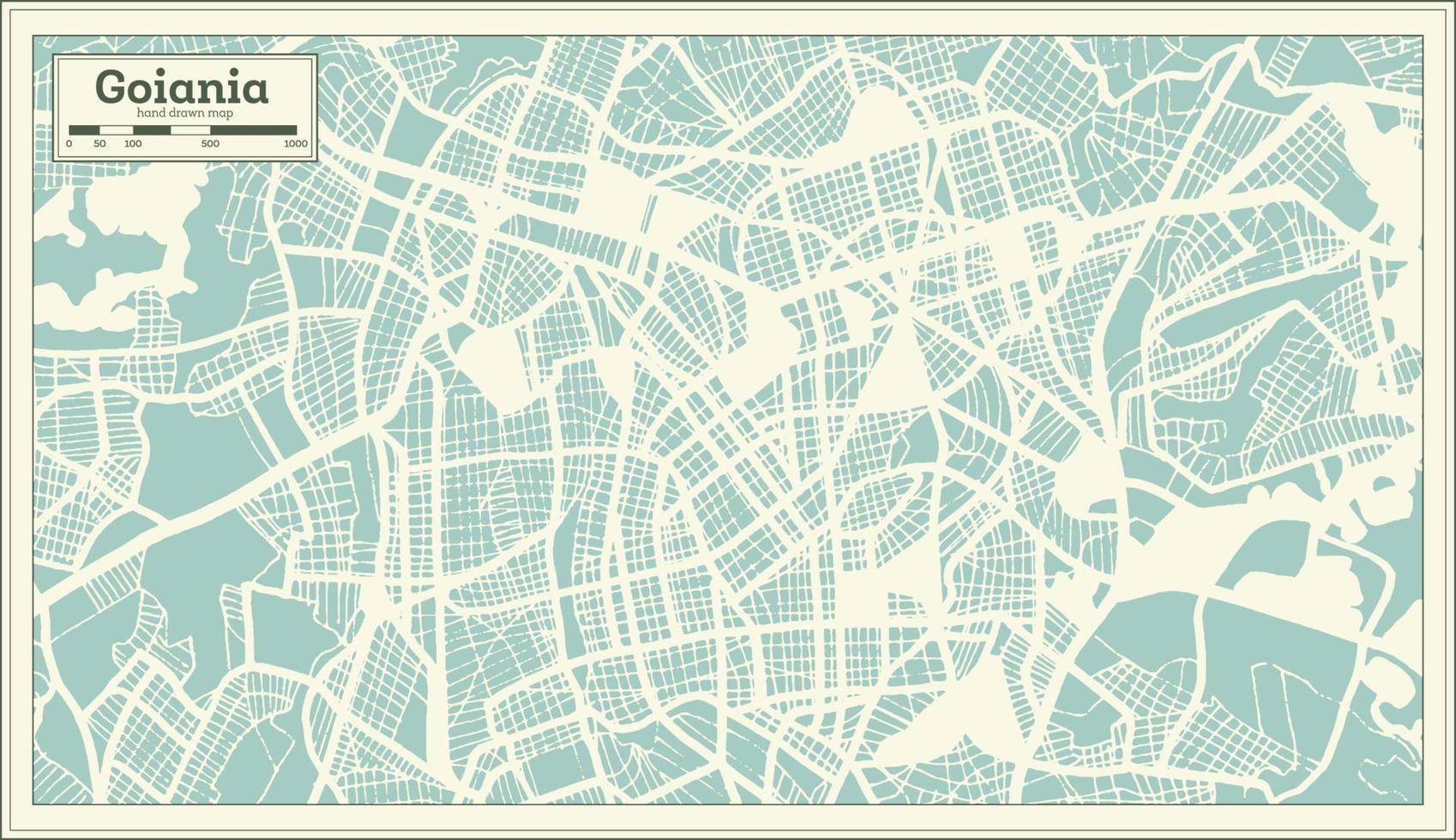 Goiania Brazil City Map in Retro Style. Outline Map. vector