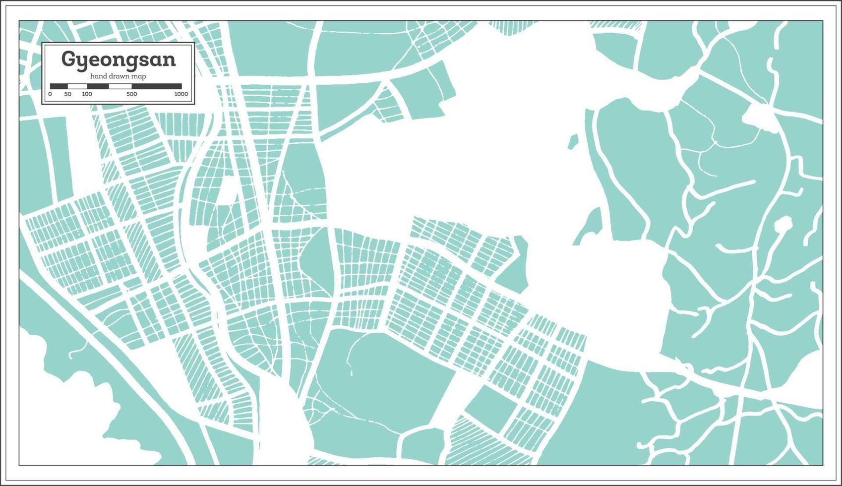 Gyeongsan South Korea City Map in Retro Style. Outline Map. vector