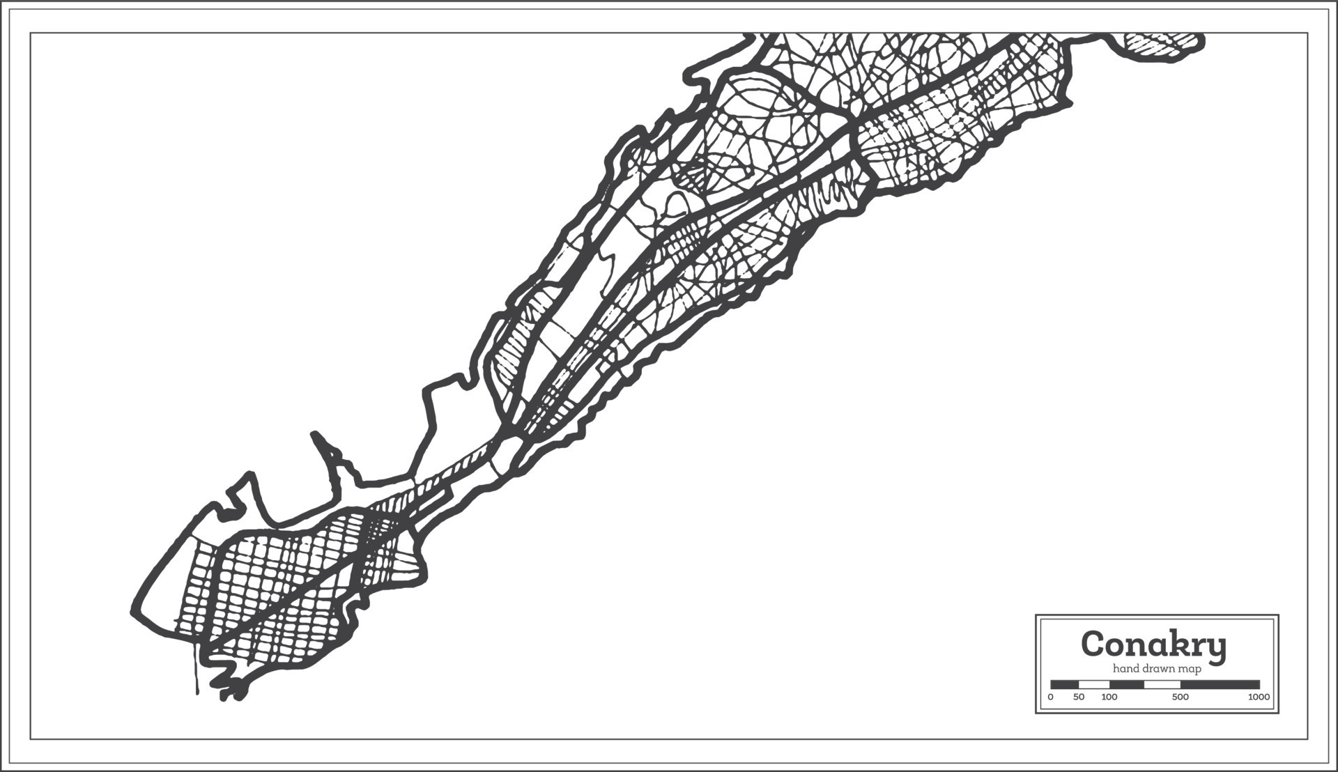 Conakry Guinea City Map in Retro Style. Outline Map. 17517766 Vector Art at Vecteezy