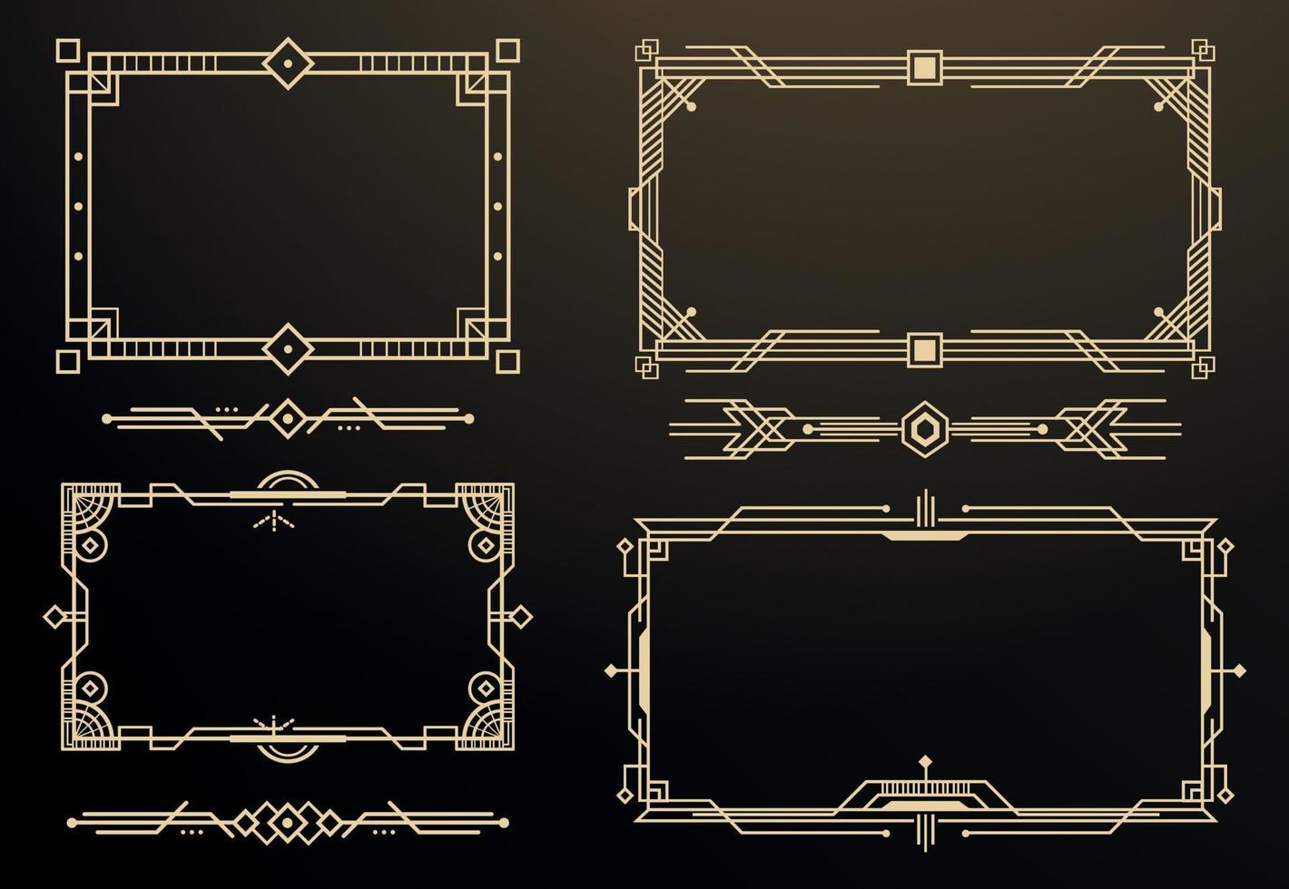 Set of Art Deco Frames and Borders. Decorative Elements. Style of 1920s. vector