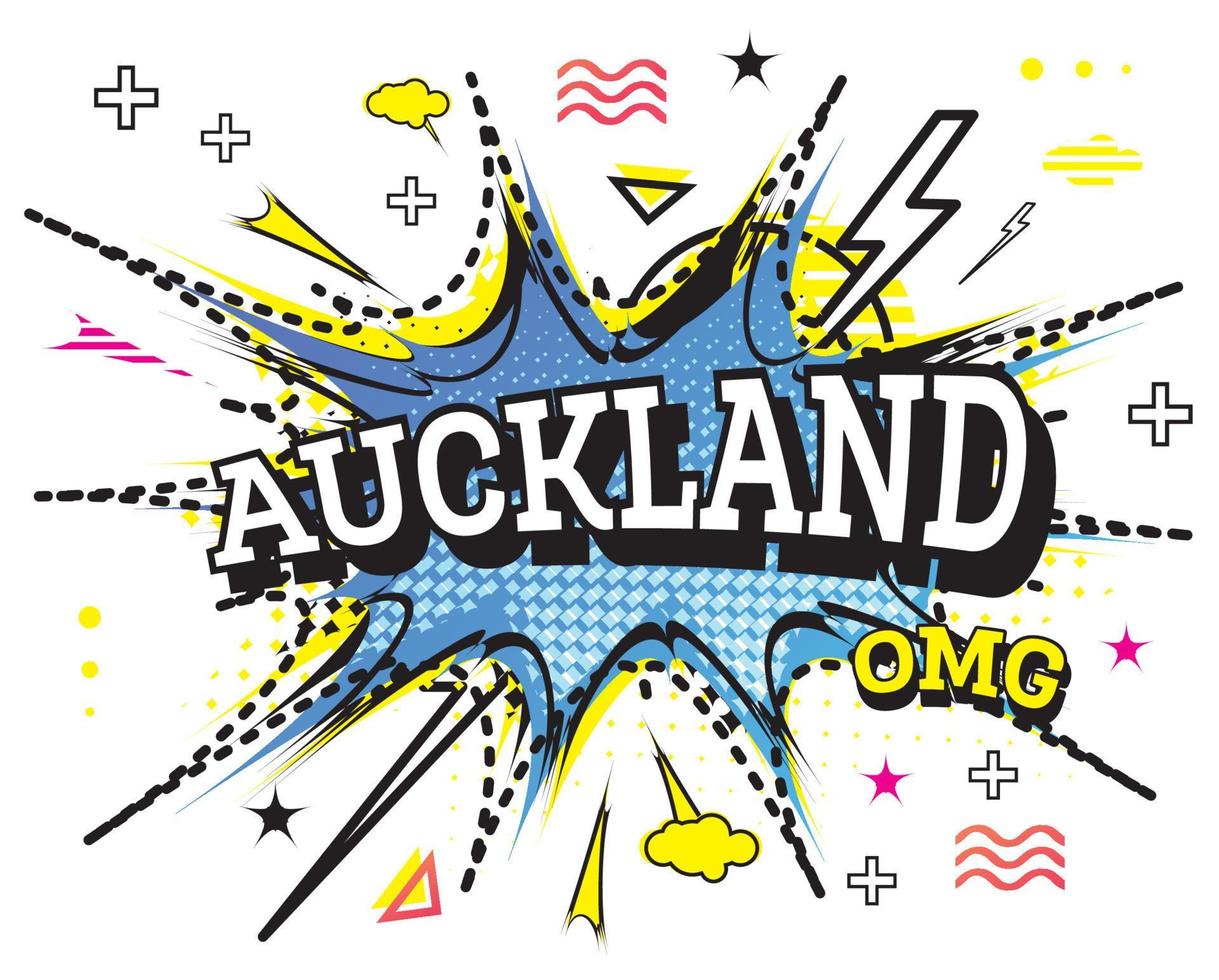Auckland Comic Text in Pop Art Style Isolated on White Background. vector