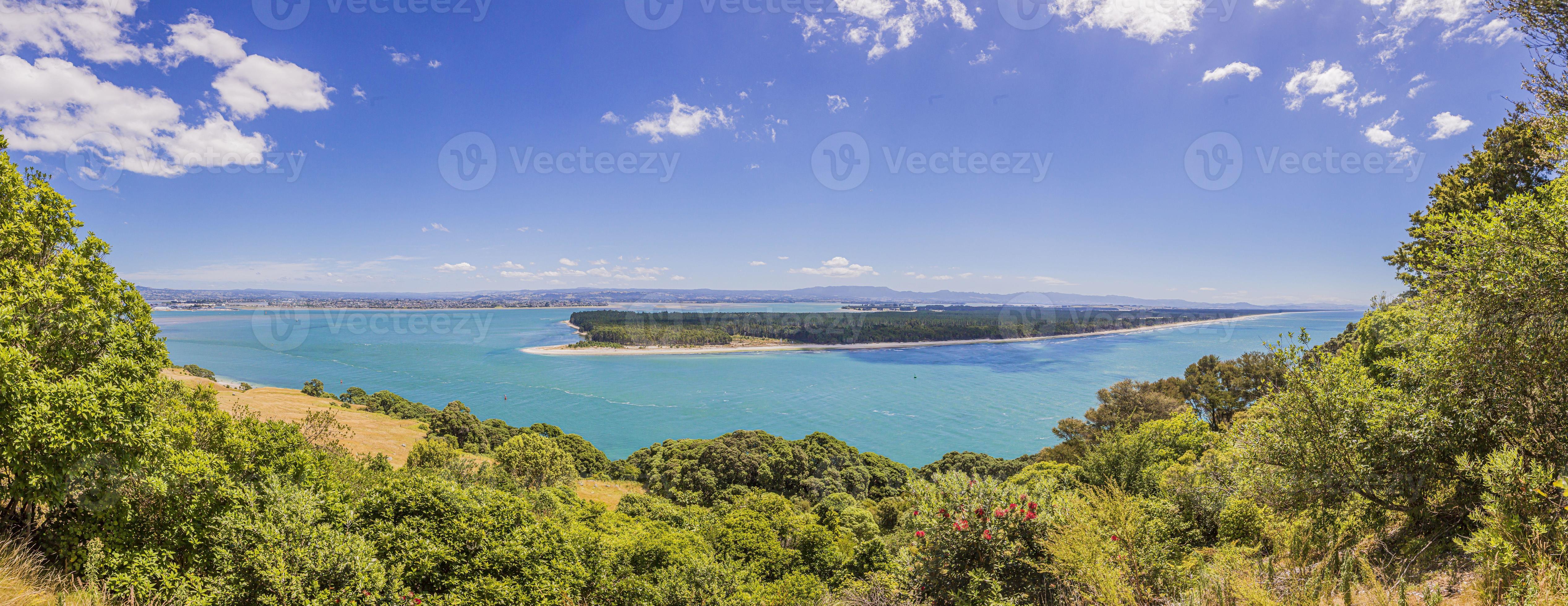 View from Mount Mainganui to Matakana Island on northern island of New