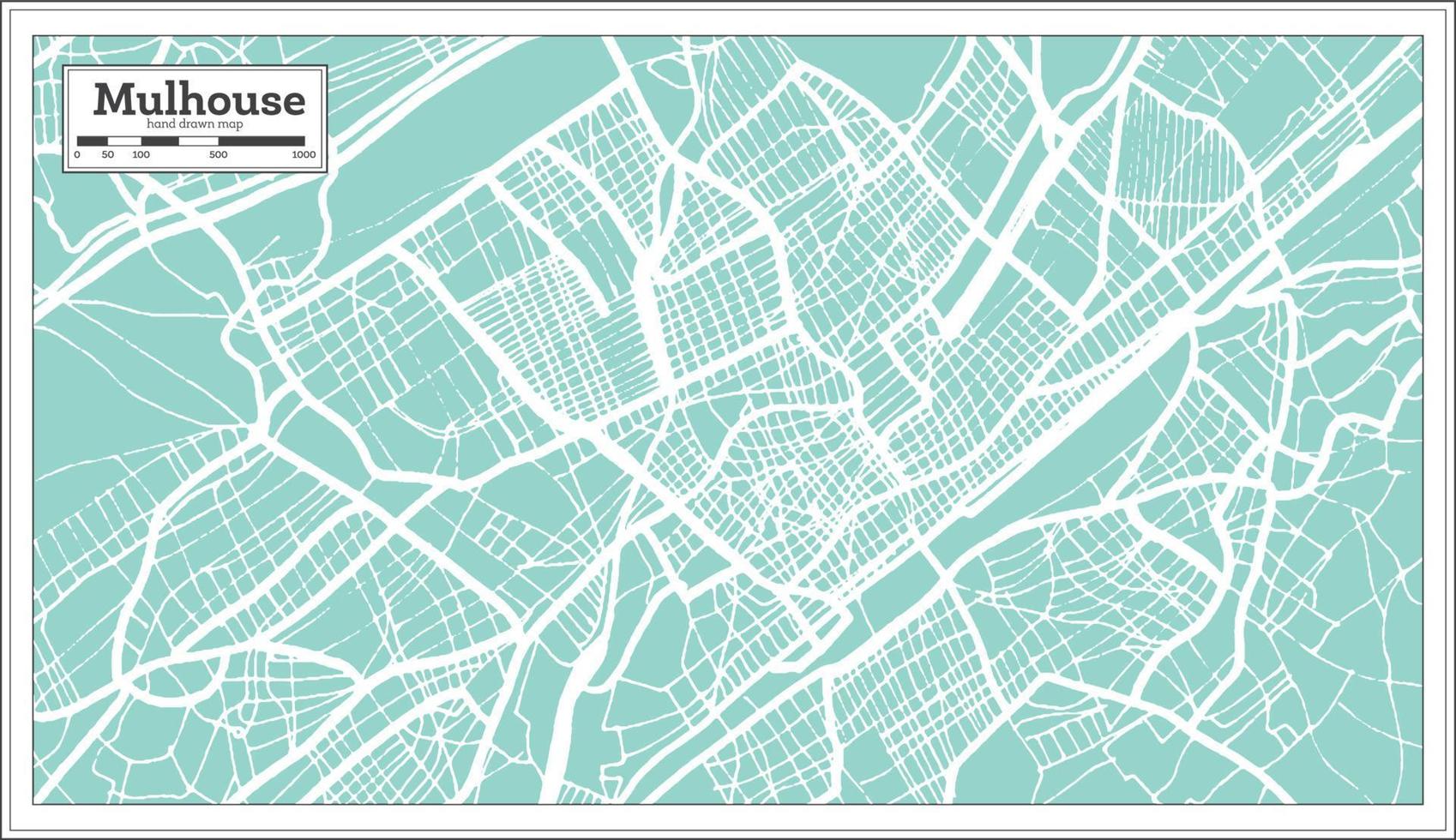 mapa de la ciudad de mulhouse francia en estilo retro. esquema del mapa. ilustración vectorial vector