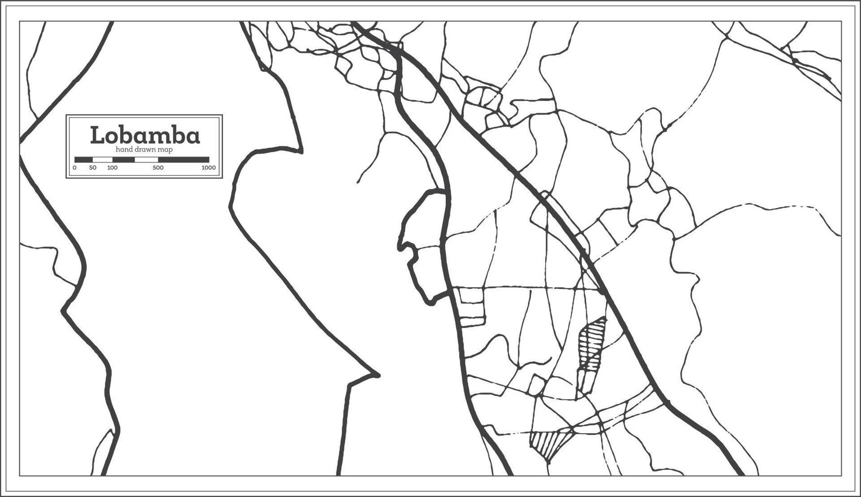 Lobamba Swaziland City Map in Retro Style. Outline Map. vector